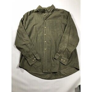 LL Bean Shirt Mens Large Green Corduroy Long Sleeve Button Up Traditional Fit